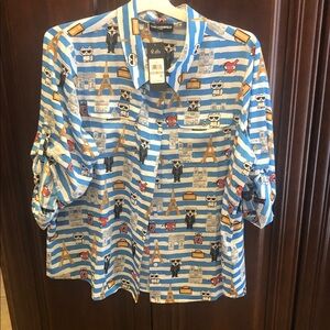 Karl Lagerfeld Blue and White Graphic Shirt